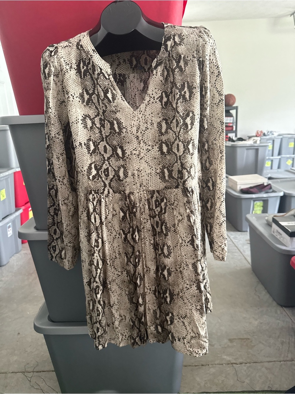 Neutral Snake Print Long Sleeve Mini Dress 93 - Picture 1 of 4